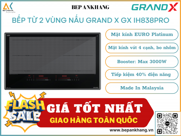 Bếp từ 2 vùng nấu Grand X GX IH838Pro - Made In Malaysia
